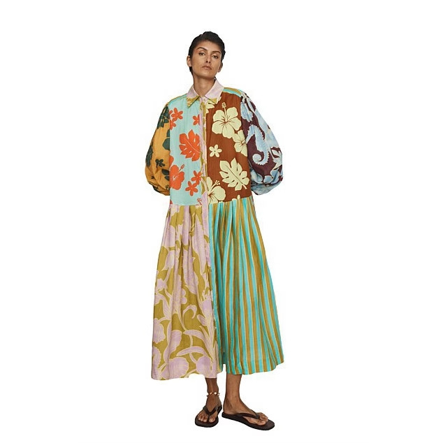 European and American Cross-Border New Hawaiian Shirt Asymmetrical Women's Printed Long-Sleeved Sublimation European Size Beach Shirt Robe