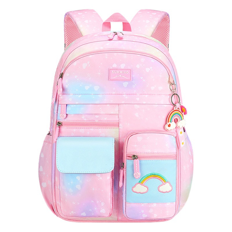 Nuevo estudiante de la escuela primaria mochila Arco Iris femenino ligero alivio de Carga Protección de la columna vertebral niños de gran capacidad mochila Grado 1-6 comercio exterior