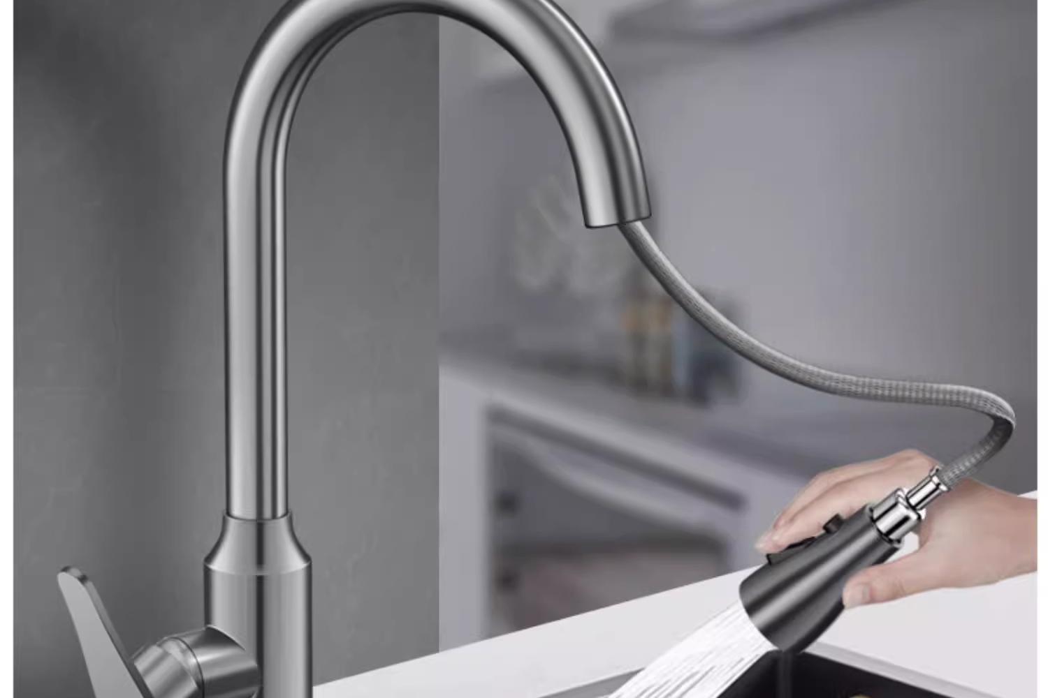 Kitchen faucet pull-out sink, kitchen sink, household cold and hot two-in-one pressurized splash-proof rotating room, all copper undefined