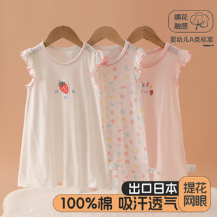 100% Cotton Girls' Flutter Sleeve Nightdress Summer Dress Thin Flutter Sleeve Home Dress Baby Girl Dress