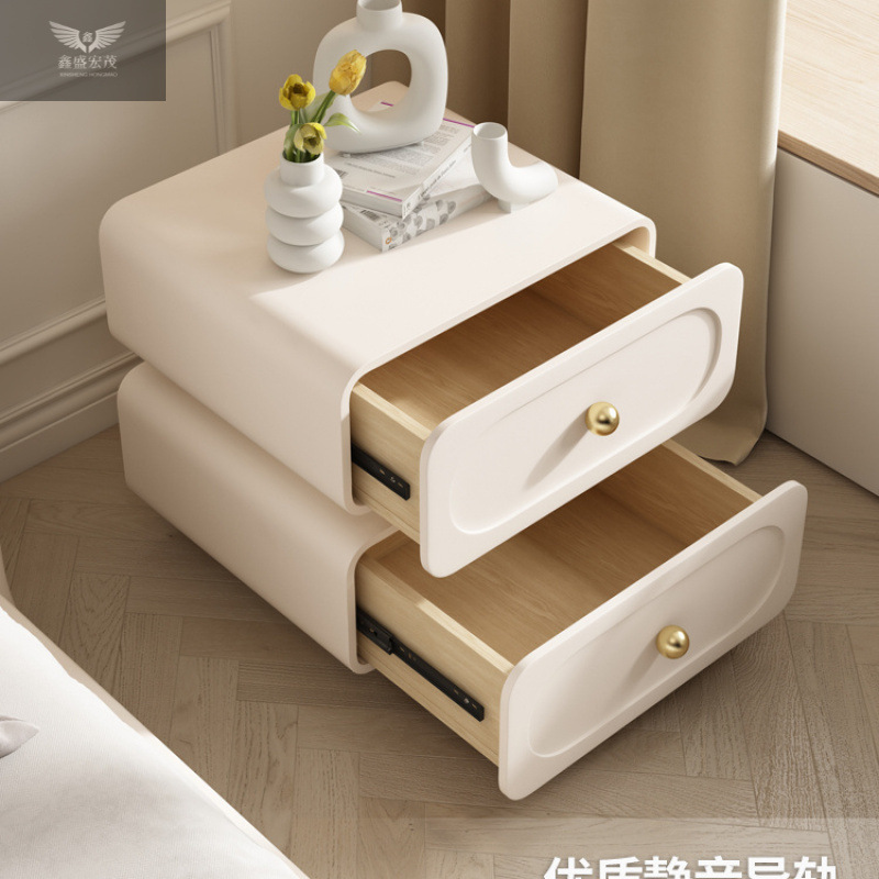 Moderno estilo francés armario de viento crema dormitorio hogar ligero de lujo de madera sólida cabecera simple cabecera de cuero negro