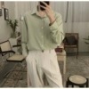 New Mint Green Shirt Men's Korean-style Long-sleeved Fashionable Spring and Summer Thin Hong Kong-style Loose Shirt Jacket