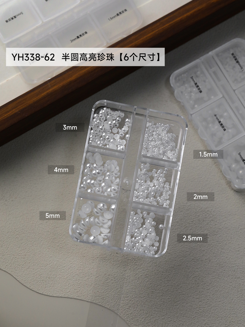 Semi-circular high-gloss pearls/6 sizes/[yh338-62]