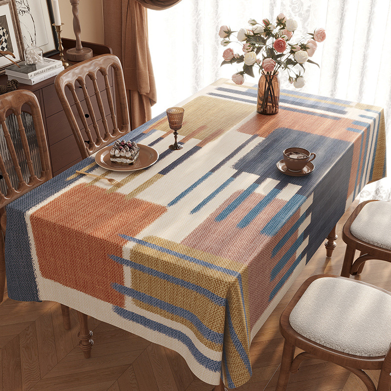 Tablecloth Waterproof Oil-Proof Washless American Style Retro Light Luxury Rectangular 2025 New Dining Tablecloth Desktop Pad Tablecloth