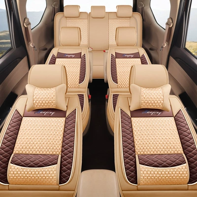 7-Seater Car Seat Covers for Wuling Hongguang S, Rongguang V, Jiachen, Baojun 730, Full Surround, All-Season, Leather and Ice Silk