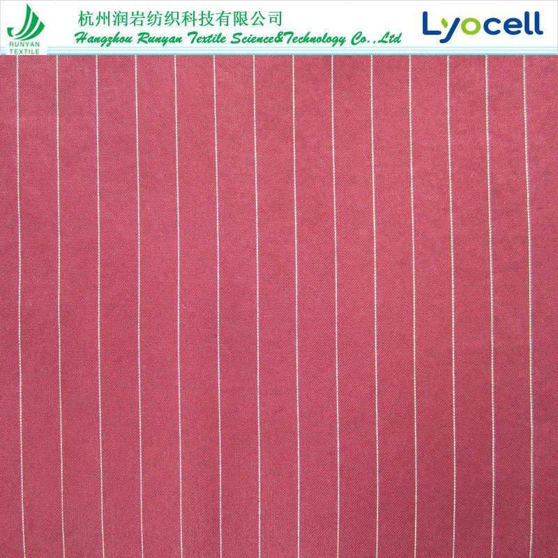 30*30天丝涤竖条面料165gsm天丝涤条子布料 莱赛尔涤竖条面料
