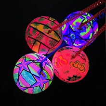 儿童发光链子拍拍球闪光卡通足球拉绳健身甩甩球弹力玩具地推批发