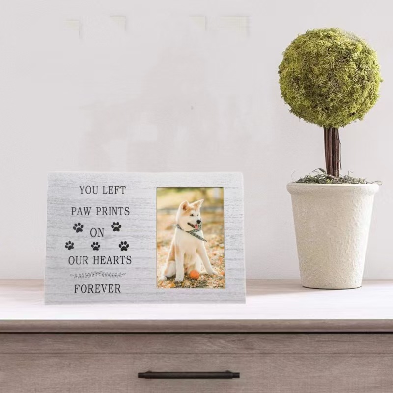 Venta caliente transfronteriza marco de fotos de madera colgante marco de fotos de mascotas de madera decoración perro conmemorativo