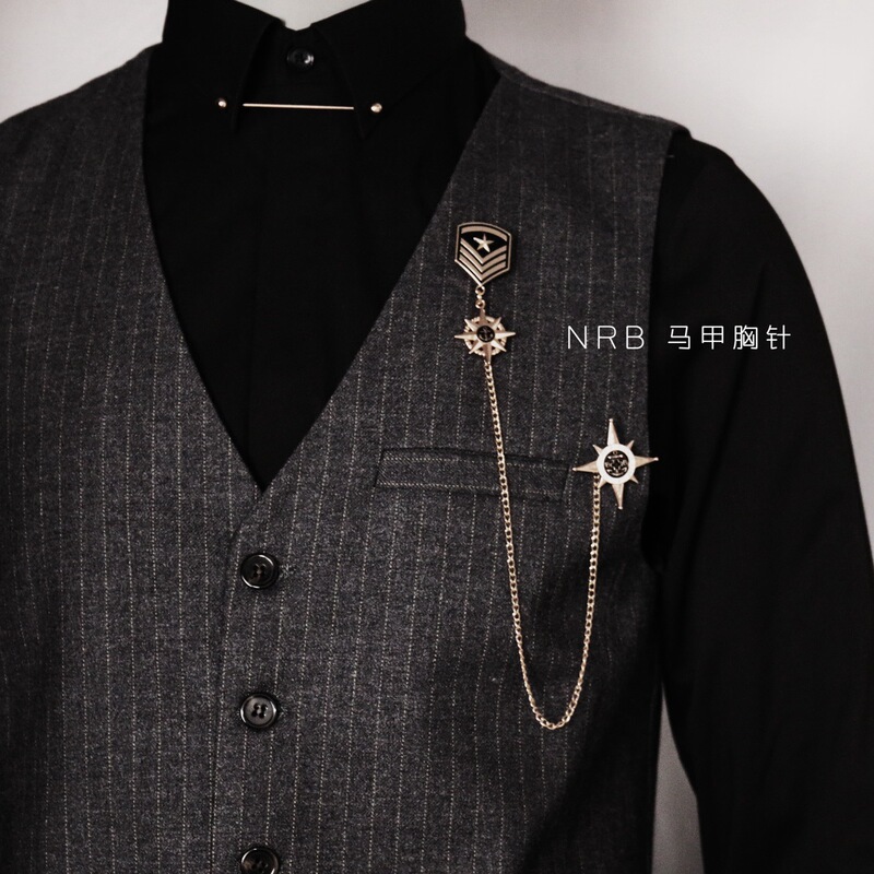 Trendy suit Handmade Badge Jewelry Popular Men's Suit Vest Chain Brooch Gold Collar Chain Korean Accessories