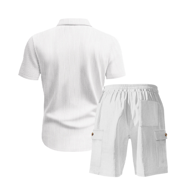 Completo camicia e pantaloncini in velluto a coste uomo caccia_voghion.com