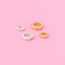 s925纯银盘缠配件锤纹陨石坑隔片圆圈手工串珠DIY编绳配饰面包圈