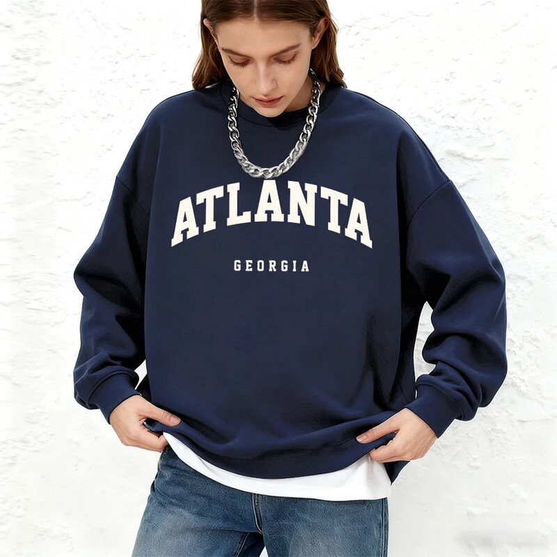 Atlanta Georgia Printed Women's Sweatshirt Winter Oversized Hoodie Sports Crew Neck Warm Jogging Sportswear