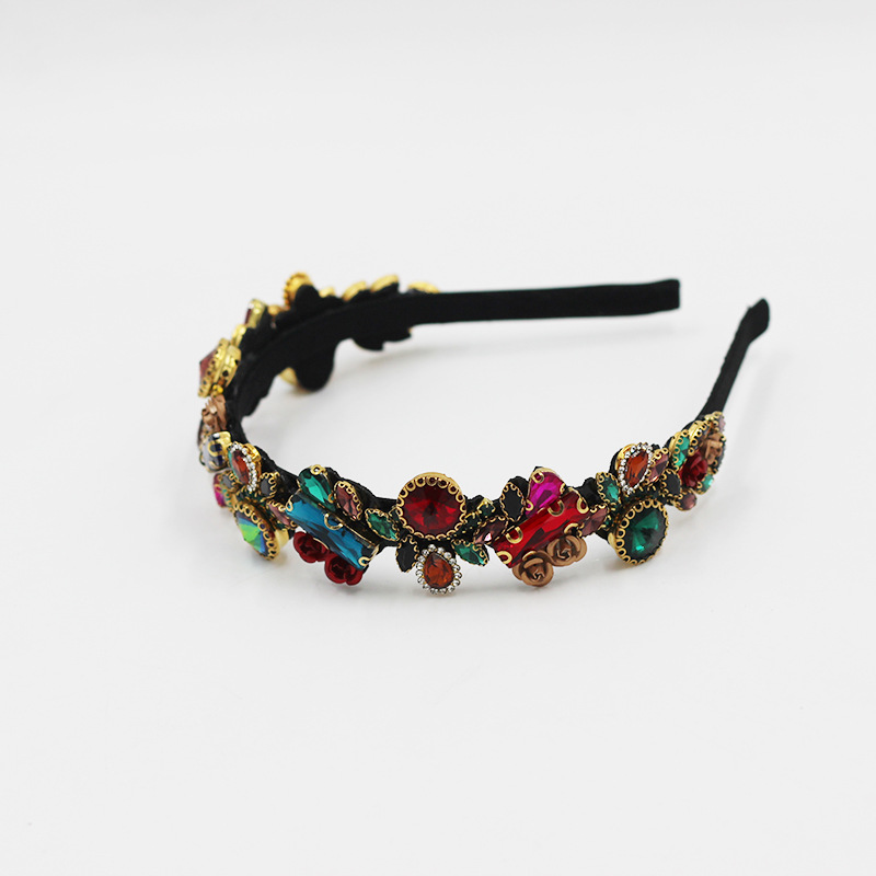 150g Weight Headwear Classification Anniversary, Business, Travel, Birthday, Festival Occasion Metal Material Geometric, Plaid Pattern Women'S Gender Red, Green Color New Fashion Korean Flower Metal Rose Headband 4