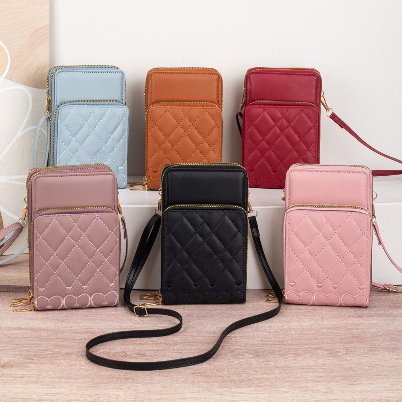 2025 nuevo bolso de teléfono móvil lindo moda multifuncional un hombro mochila tres cremallera bordado mariposa impresión bolso de mujer