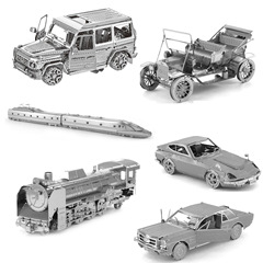 愛ピン3d立体金属パズル交通機関シリーズ自動車電車自転車車の組み合わせモデル誕生日