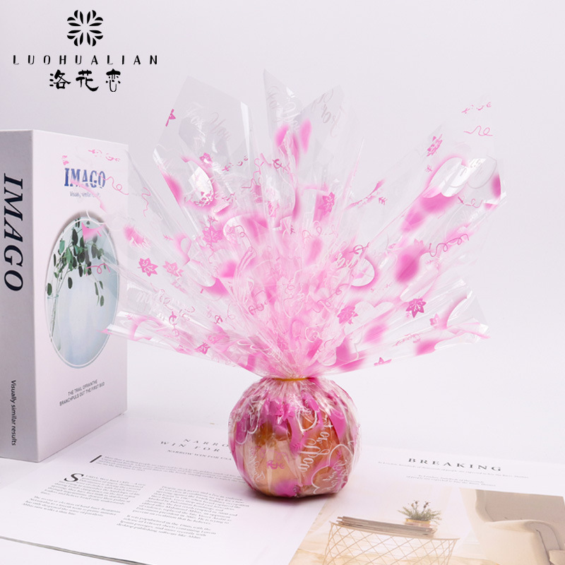 Papel de embalaje de flores, papel de vidrio transparente, papel de embalaje de manzanas de navidad, ramo de flores de corazón, fábrica de papel de embalaje de regalos al por mayor