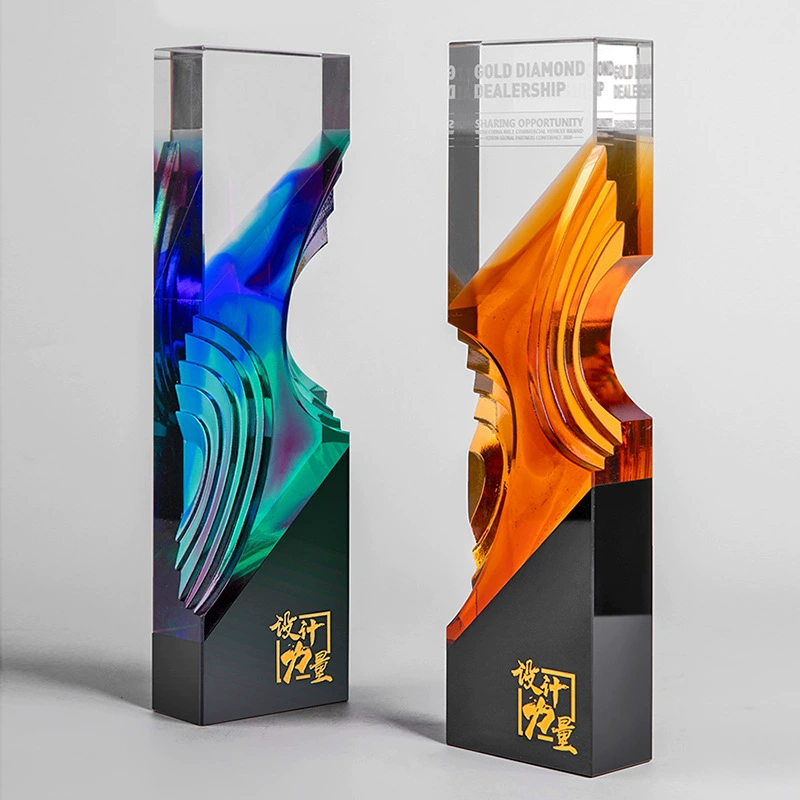 Подарок: Original Yaoguang Lightning Crystal Glass Trophy производство и гравировка Компания ежегодная встреча награда празднование выдающийся сотрудник медаль памятная