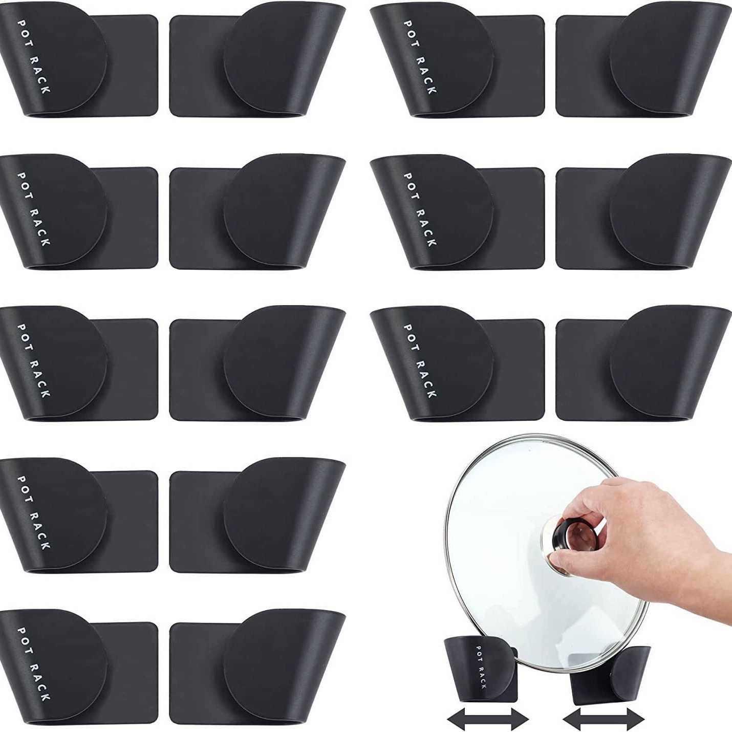 Чехол для кастрюли самоклеящийся настенный стеллаж черный без перфорации Pot Lid Organizer Rack