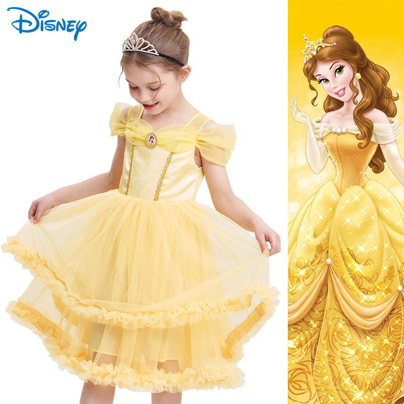 Disney Belle Dress for Girls, Children's Tutu Skirt, Birthday Cos Gift, Puff Sleeves, Princess for Young Children Disney Belle Dress for Girls, Children's Tutu Skirt, Birthday Cos Gift, Puff Sleeves, Princess for Young Children