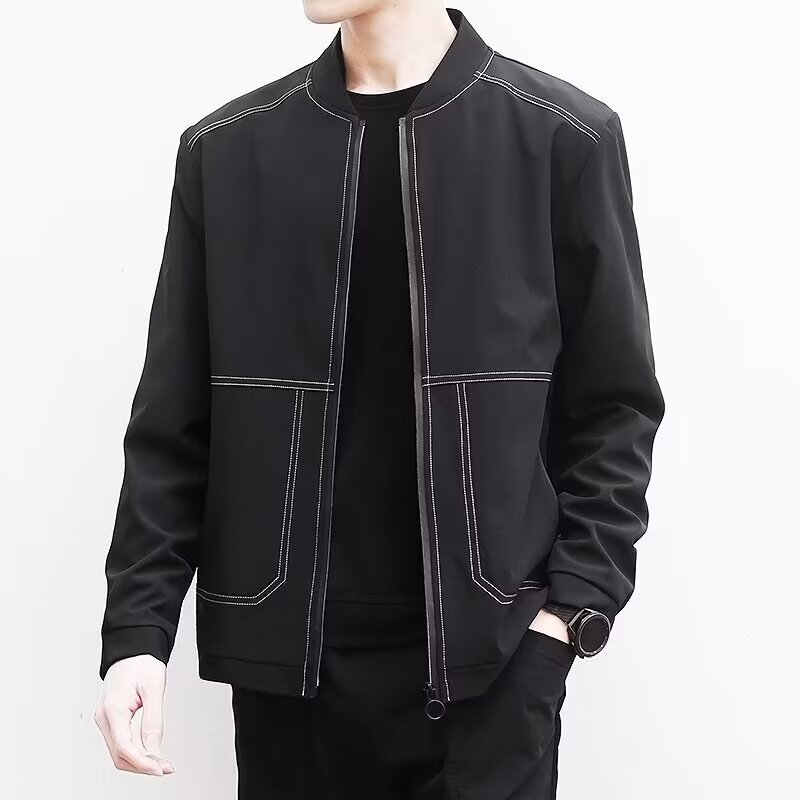 Spring and Autumn New Trendy Solid Color Jacket Men's Solid Color Top Zipper Open Jacket_voghion.com