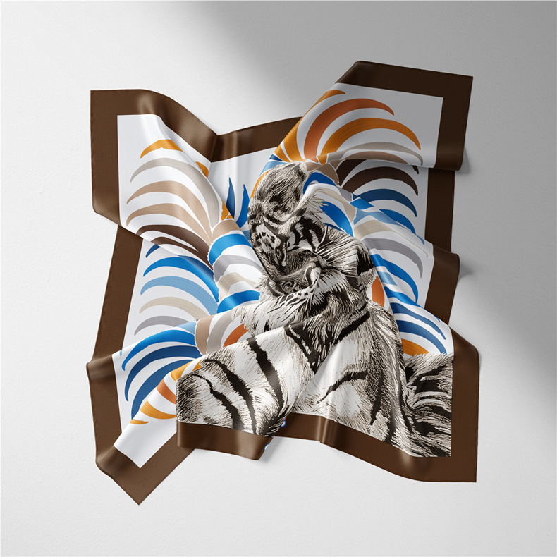 Women's Pastoral Tiger Imitated Silk Printing Silk Scarf display picture 9