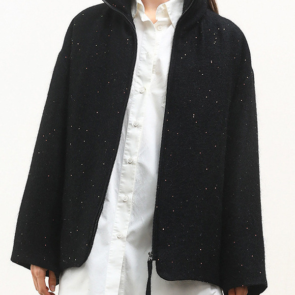 Winter Mohair Wool Blend with Gold Sequins and White Goose down Vintage Stand Collar Warm Coat 75950 Winter Mohair Wool Blend with Gold Sequins and White Goose down Vintage Stand Collar Warm Coat 75950