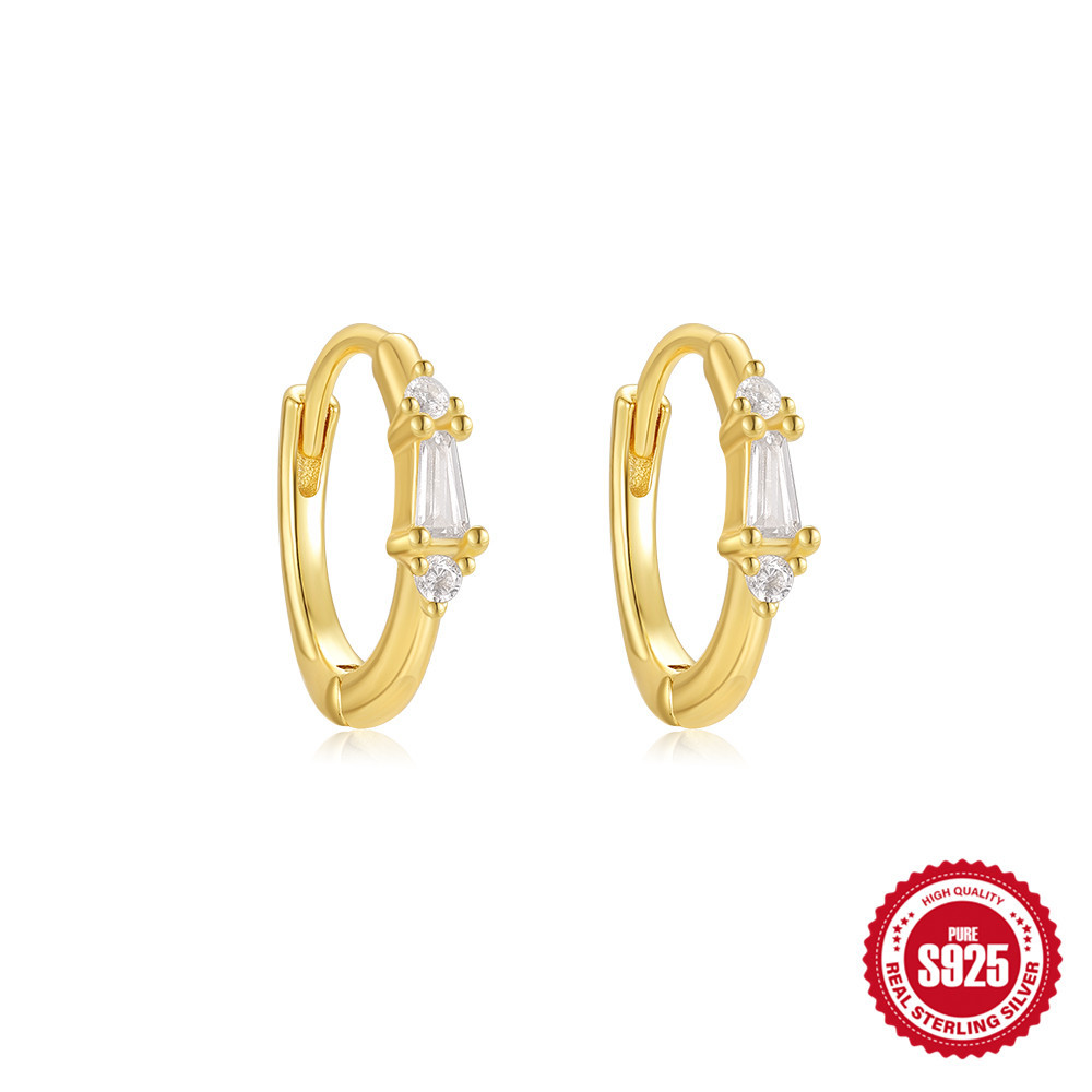 Moda europea y americana s925 plata esterlina geométrica simple estrella octogonal luna gota de agua diamante cadena borla pendiente pendiente pendiente mujer