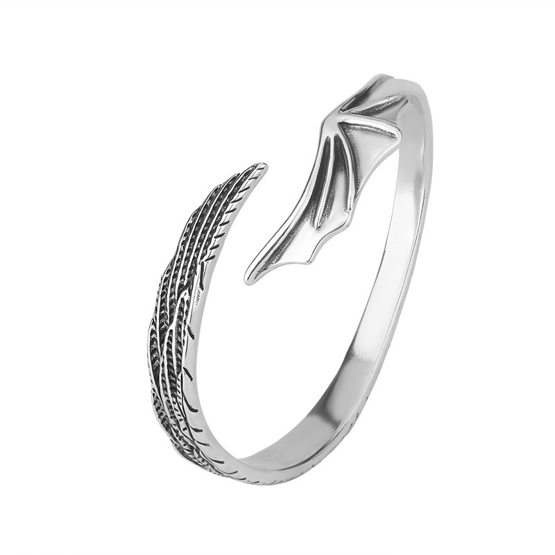 Brazalete de plata esterlina 925 alas demoniacas sensación de alto nivel nicho lujoso ligero simple moda joyería anillo pulsera pulsera mujer