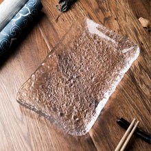 透明家用水果盘甜品盘日式玻璃托盘茶盘ins风不规则冰川长条盘
