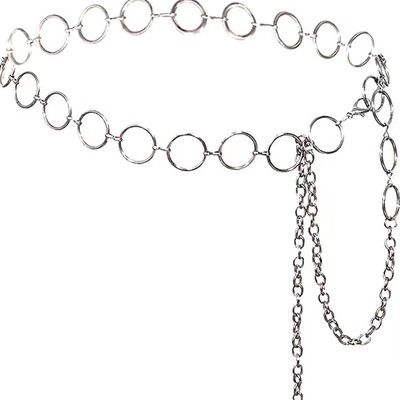 欧美跨境饰品 朋克风束腰链金属圆环身体链女 个性百搭冷淡风腰链|ms