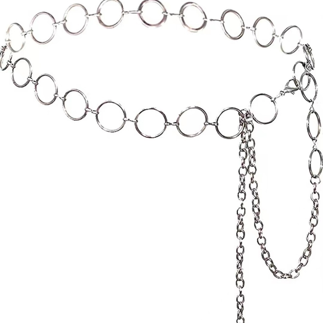 欧美跨境饰品 朋克风束腰链金属圆环身体链女 个性百搭冷淡风腰链|ms