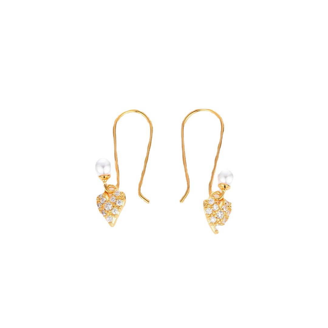 Pendientes colgantes de corazón con perla y diamantes para mujer_voghion.com