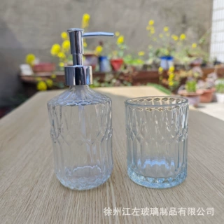 北欧轻奢风洗手液分装瓶套装按压式泵头瓶家用洗护乳液瓶玻璃瓶