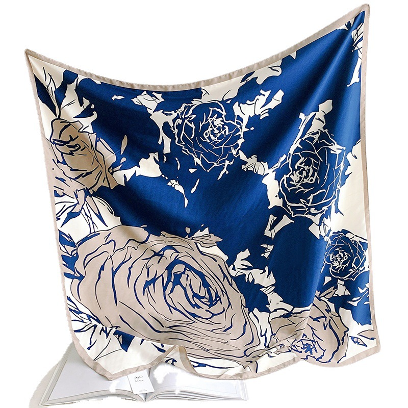 Nueva bufanda de seda de sarga estilo coreano para mujer bufanda de bolsa de todo fósforo rosa bufanda cuadrada grande chal decorativo de moda elegante para mujer