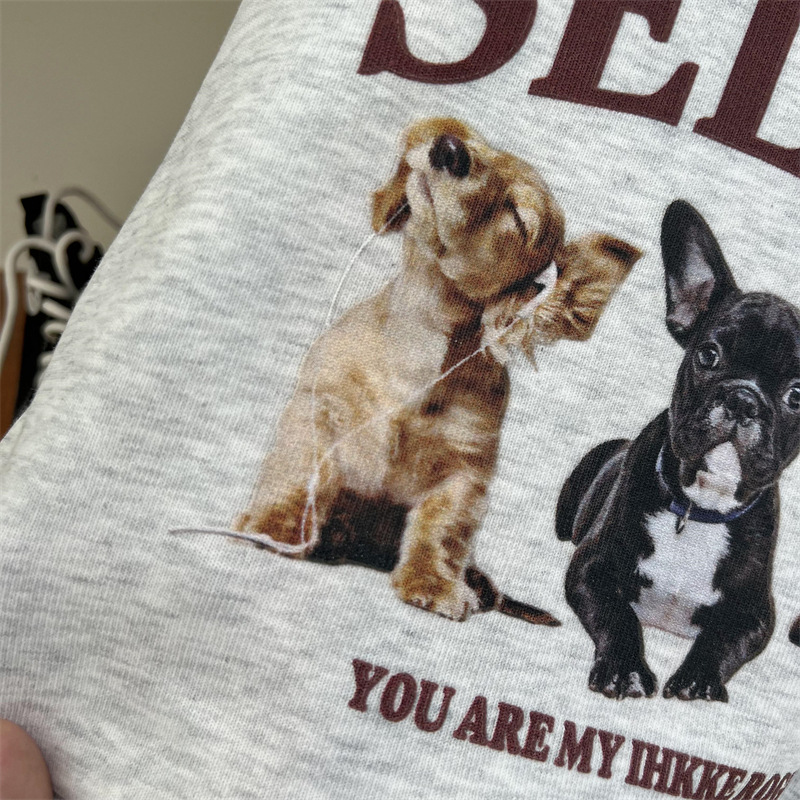 Felpa con cappuccio con motivo a cane con spalle scoperte per bambini autunno 2024, stile trendy, top per ragazzi e ragazze_voghion.com