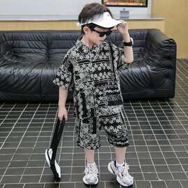 男童夏短袖套装2026新款洋气韩版儿童夏装衬衫帅气男宝半袖两件套