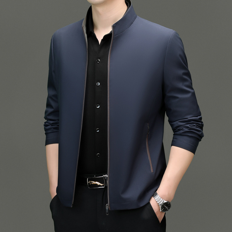 Brand Men's Jacket Top 2025 Autumn Mulberry Silk Business Casual Loose Executive Civil Servant Jacket Coat