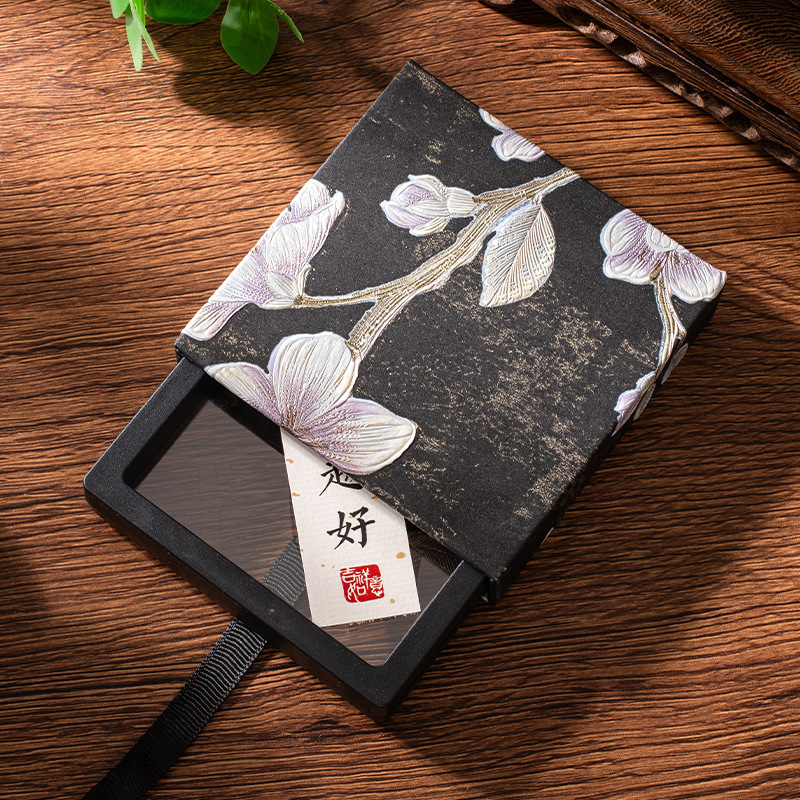 Caja de regalo negra de flores; 9cm * 9cm * 2cm (medio)