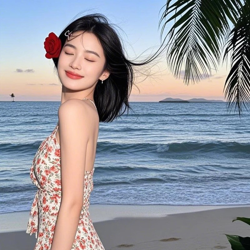 Rose oreja clip para el cabello para mujeres 2025 nuevo clip de boca de pato de alta gama flores vacaciones en la playa de la ventana toque de cabeza