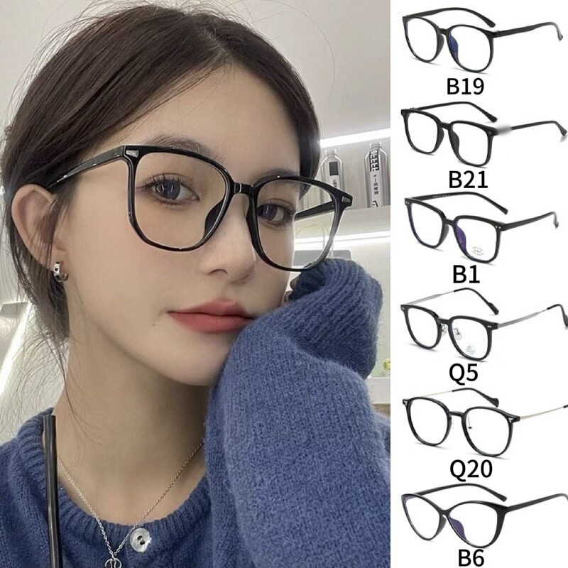 Ins Plain Big Black-rimmed Glasses for Women Myopia Can be Equipped with Blue Light-proof Flat Glasses with Square and Round Face