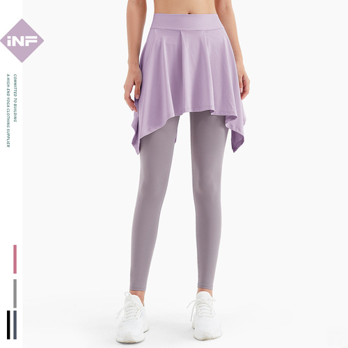 European and American sports yoga short skirt with anti-exposure straps and a hip-covering scarf ballet dance skirt