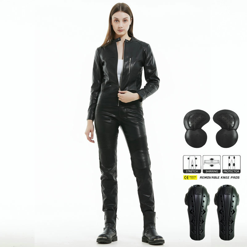 VOLERO pantalones de motocicleta pantalones de montar motocicleta vintage casual de Mujer Pantalones anticaídas Knight pantalones impermeables pantalones de cuero alargados equipo de protección
