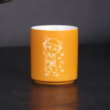 创意刻字水杯无手柄高颜值餐馆家用陶瓷杯乔迁结婚马克杯定制logo