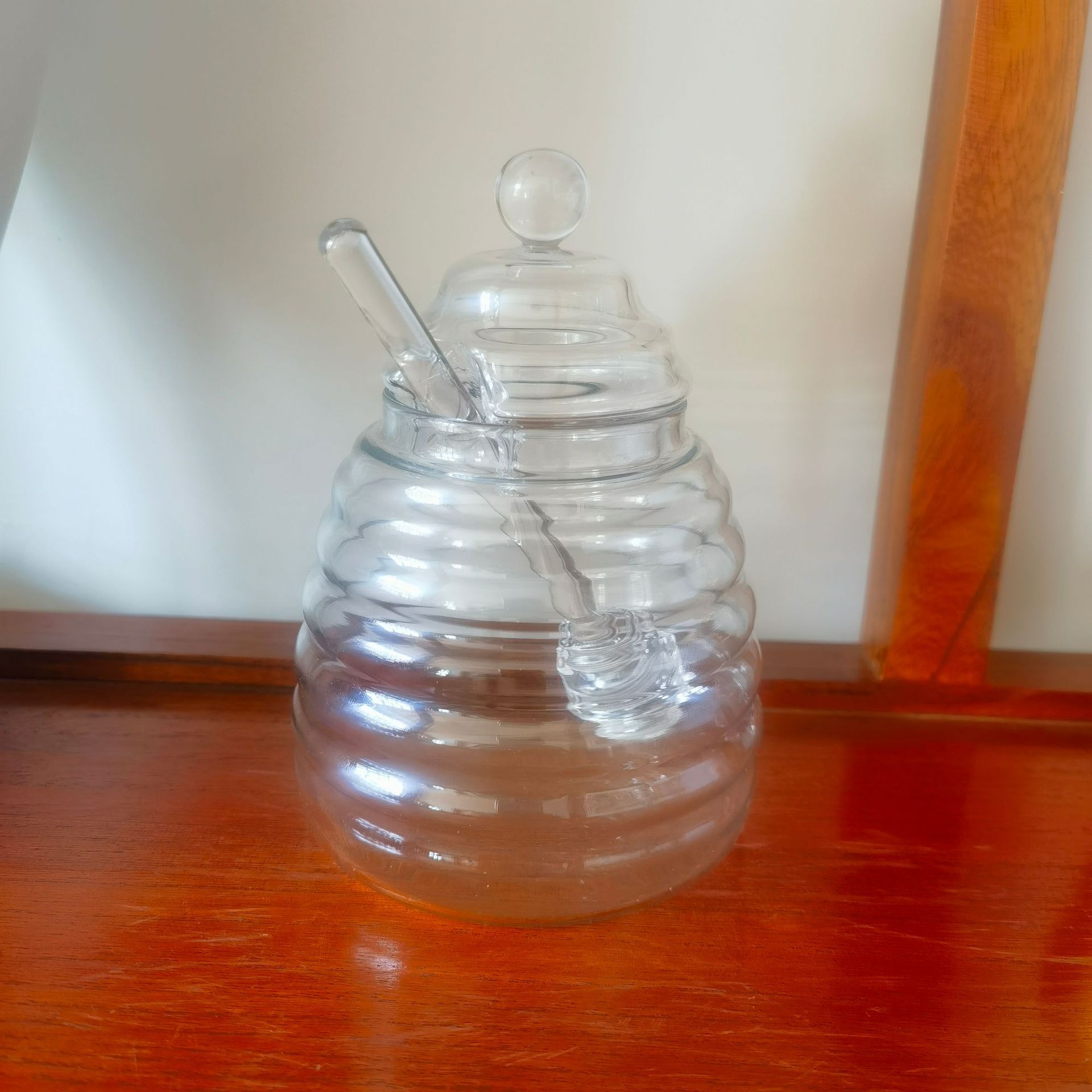 Latas de miel de vidrio transfronterizas estilo de mermelada de miel de vidrio tres piezas con barra de mezcla para el hogar ideas de miel