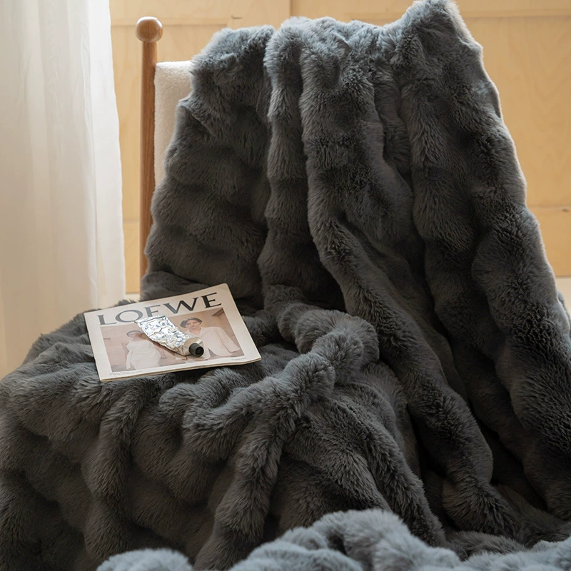 Double-Layer Plush Duvet (Elite), Winter Sofa Throw, Increased Thickness, Soft Korean Style