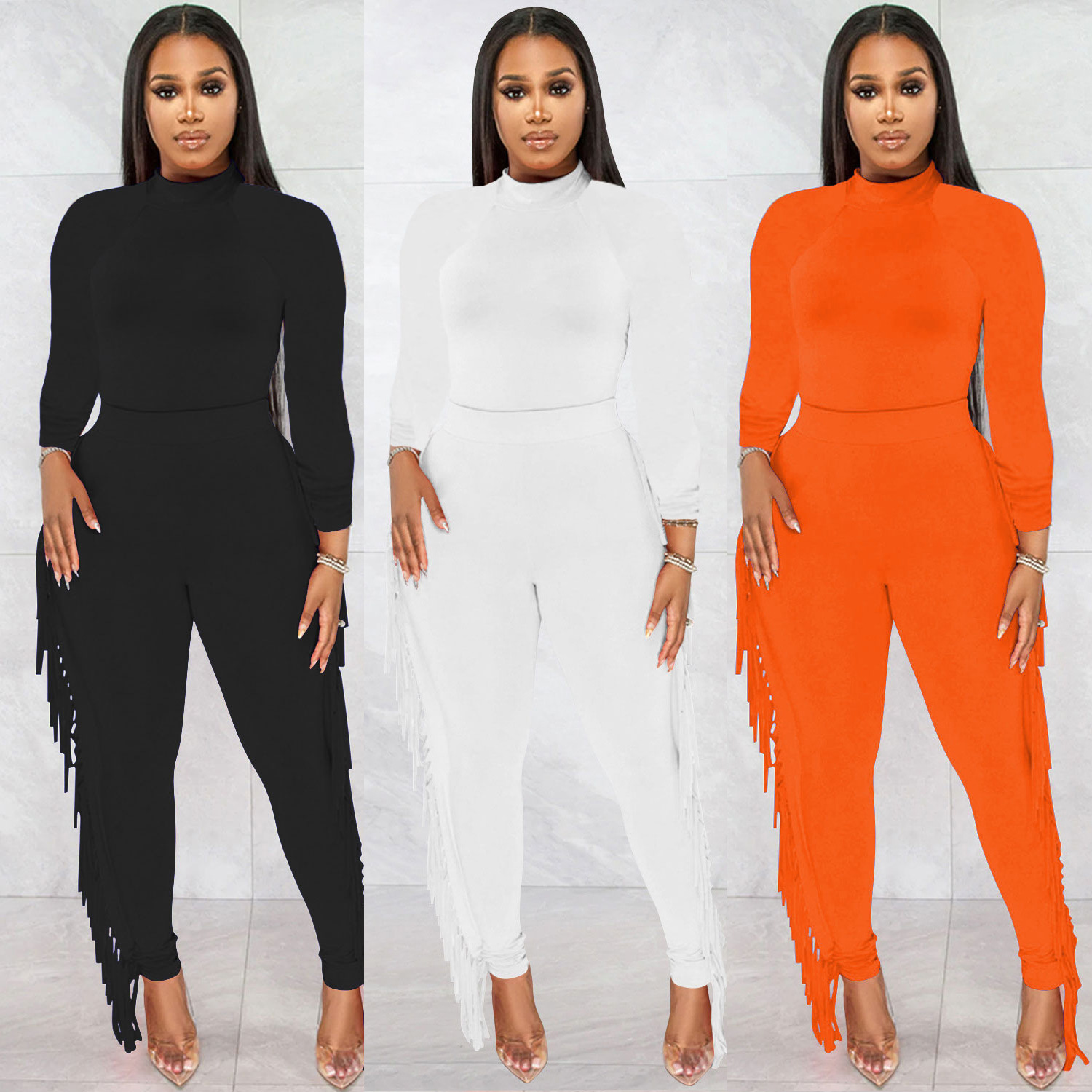 K9020 欧美女装速卖通纯色 性感 修身休闲 长衣长裤 两件套