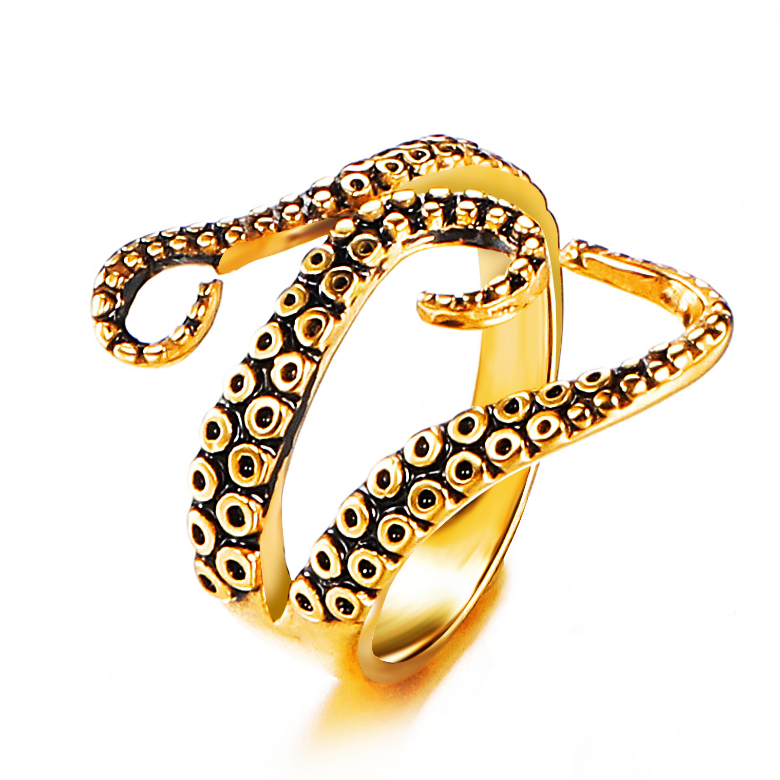 Plating Design Hip-hop Octopus Stainless Steel Open Ring In Bulk