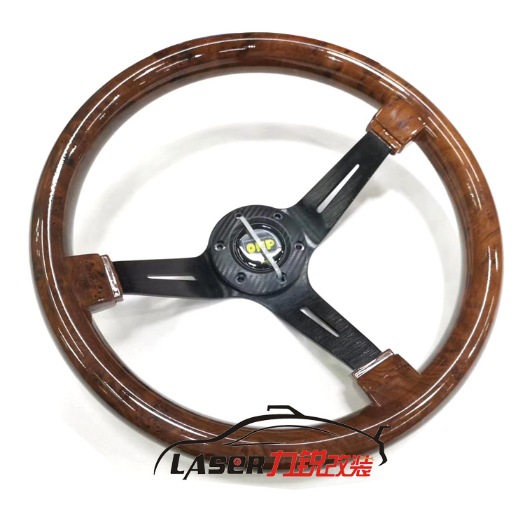 Adecuado para retro caoba volante coche de carreras modificación pusang viaje Suzuki Lada Jetta madera maciza plana 14 pulgadas