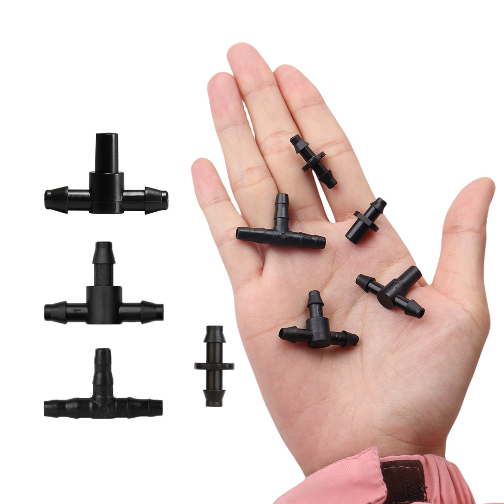 Accesorios de junta de riego de jardinería 4 / 7 conector de riego de goteo / doble barbado / conector de riego de jardín