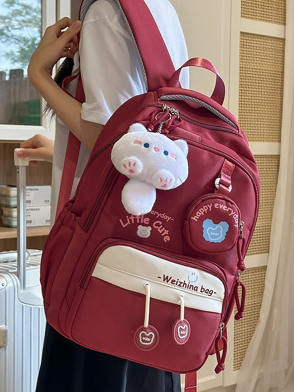 日系书包ins风简约撞色中小学生校园双肩包甜美高颜值出游小背包|undefined